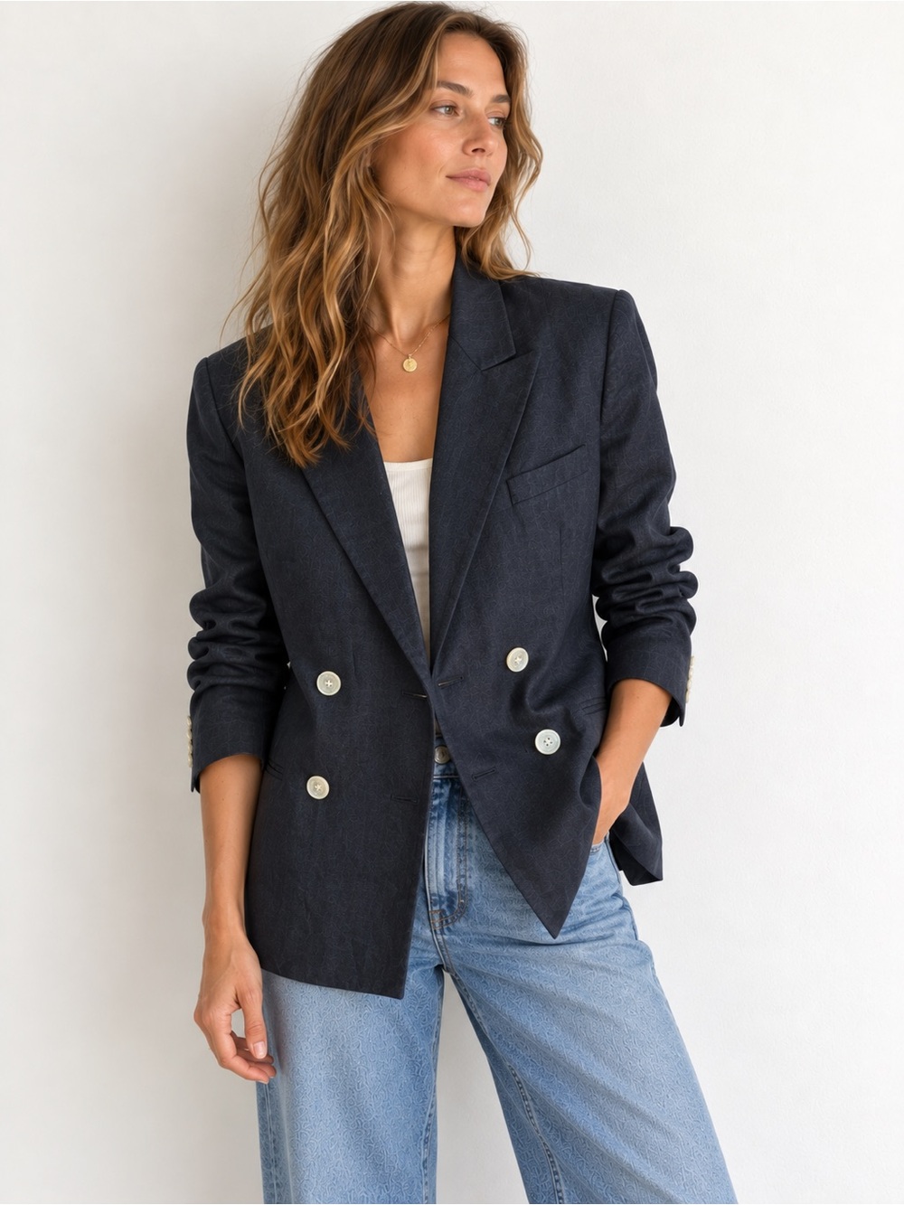 Ralph Lauren 100% Linen Charcoal Grey Double-Breasted Blazer 14 XL